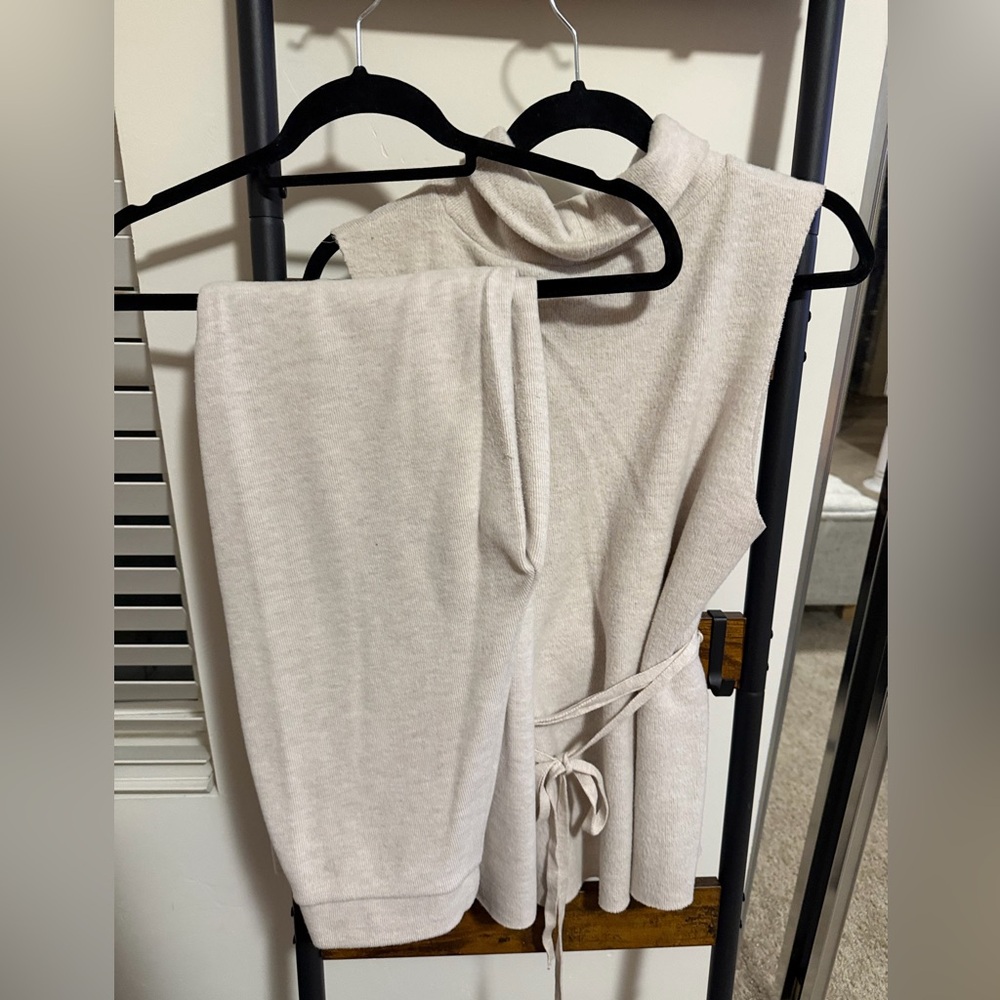 Zara Cream Knit Top and Pants Ensemble